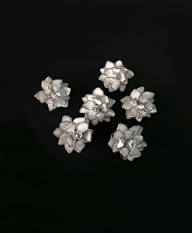 WATER LILY FLOWERS 6 Pcs WHITE SILVER